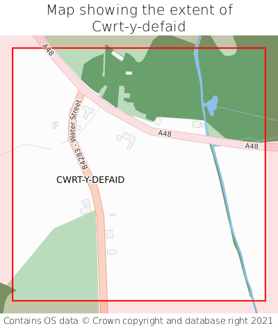 Map showing extent of Cwrt-y-defaid as bounding box