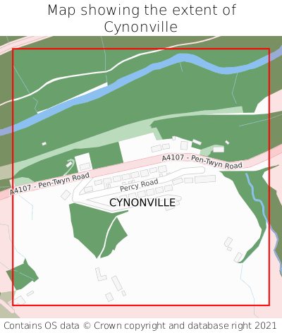 Map showing extent of Cynonville as bounding box