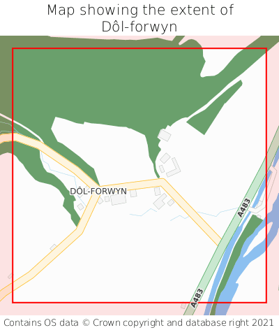 Map showing extent of Dôl-forwyn as bounding box