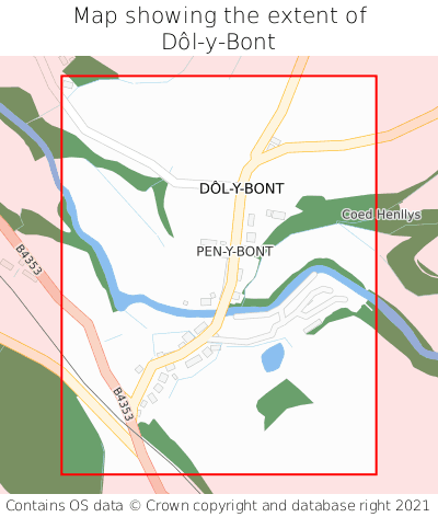 Map showing extent of Dôl-y-Bont as bounding box