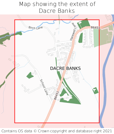 Map showing extent of Dacre Banks as bounding box
