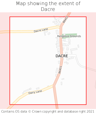Map showing extent of Dacre as bounding box