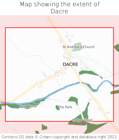 Map showing extent of Dacre as bounding box
