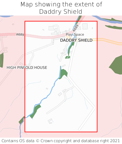 Map showing extent of Daddry Shield as bounding box