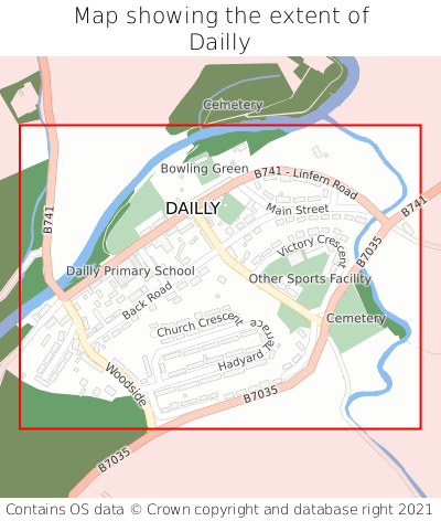 Map showing extent of Dailly as bounding box