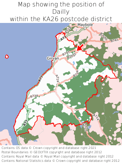 Map showing location of Dailly within KA26