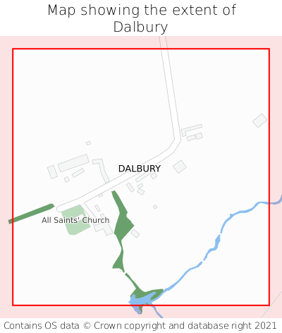 Map showing extent of Dalbury as bounding box
