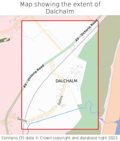 Map showing extent of Dalchalm as bounding box