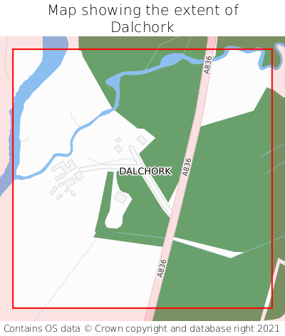 Map showing extent of Dalchork as bounding box