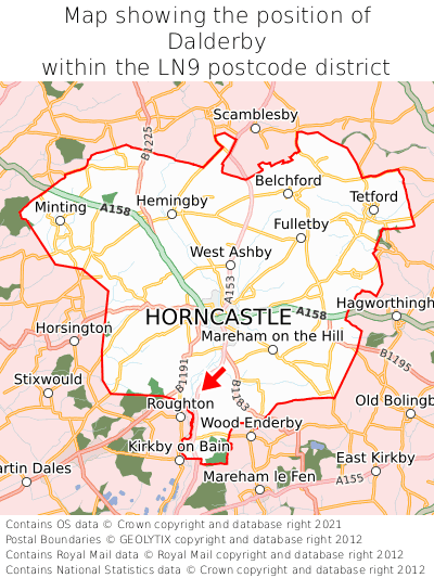 Map showing location of Dalderby within LN9