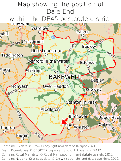 Map showing location of Dale End within DE45