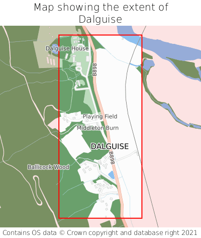 Map showing extent of Dalguise as bounding box