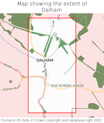 Map showing extent of Dalham as bounding box