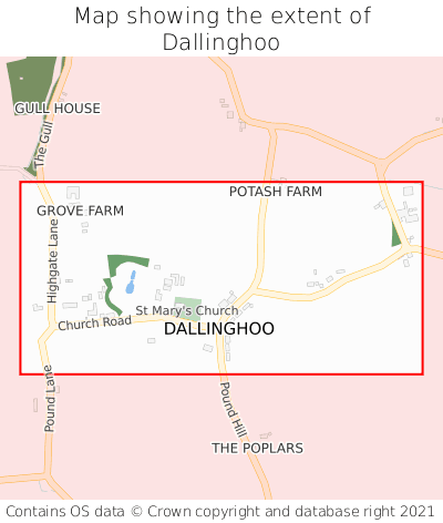 Map showing extent of Dallinghoo as bounding box
