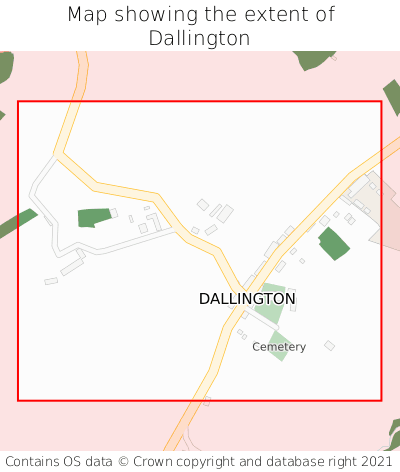 Map showing extent of Dallington as bounding box