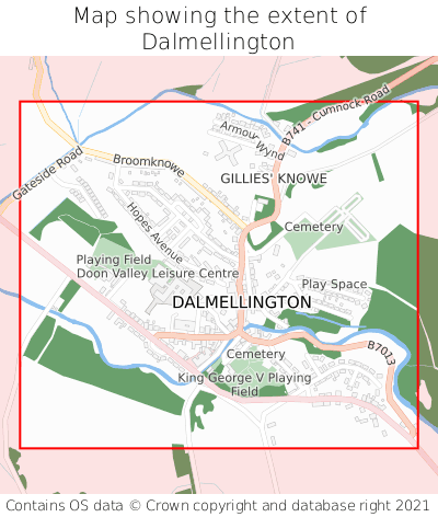 Map showing extent of Dalmellington as bounding box