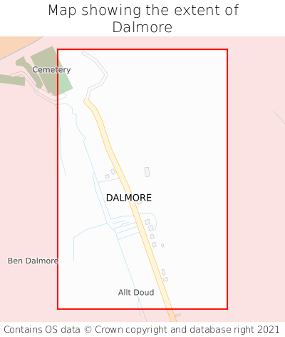 Map showing extent of Dalmore as bounding box