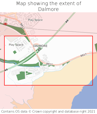Map showing extent of Dalmore as bounding box