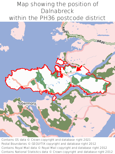 Map showing location of Dalnabreck within PH36