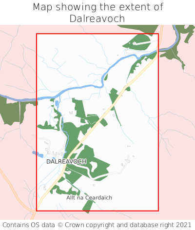 Map showing extent of Dalreavoch as bounding box