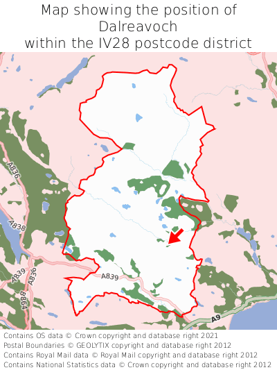 Map showing location of Dalreavoch within IV28