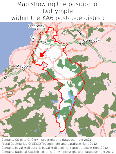 Map showing location of Dalrymple within KA6