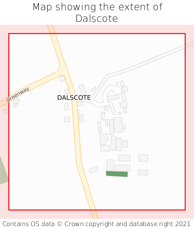 Map showing extent of Dalscote as bounding box