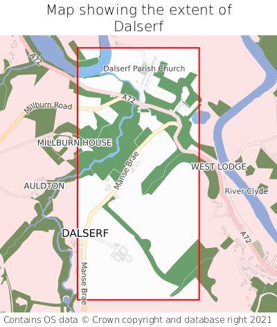 Map showing extent of Dalserf as bounding box