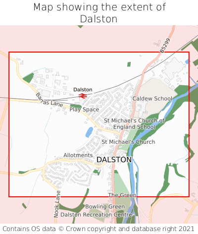 Map showing extent of Dalston as bounding box