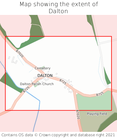 Map showing extent of Dalton as bounding box