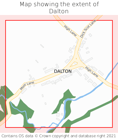 Map showing extent of Dalton as bounding box