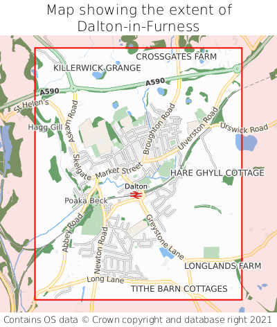 Map showing extent of Dalton-in-Furness as bounding box