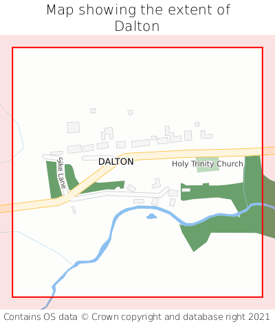 Map showing extent of Dalton as bounding box