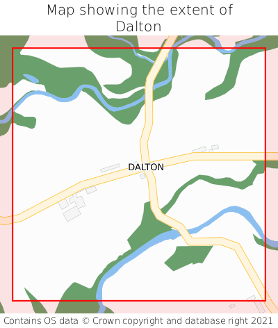 Map showing extent of Dalton as bounding box