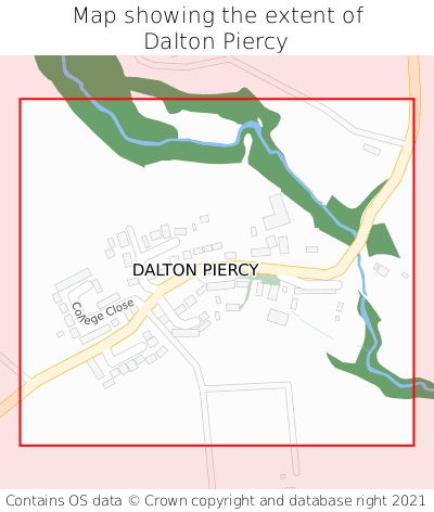 Map showing extent of Dalton Piercy as bounding box