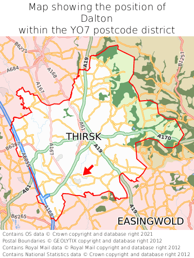 Map showing location of Dalton within YO7