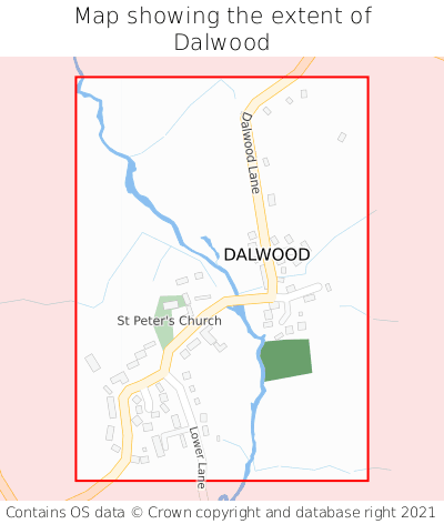 Map showing extent of Dalwood as bounding box