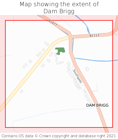 Map showing extent of Dam Brigg as bounding box