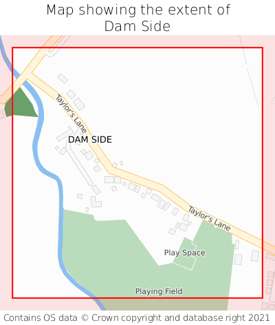 Map showing extent of Dam Side as bounding box