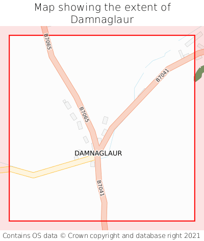 Map showing extent of Damnaglaur as bounding box