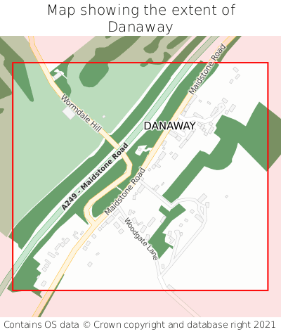 Map showing extent of Danaway as bounding box