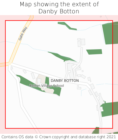 Map showing extent of Danby Botton as bounding box