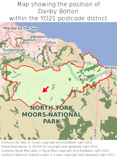 Map showing location of Danby Botton within YO21