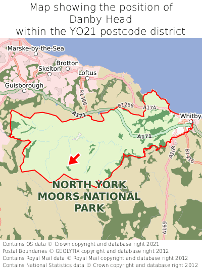 Map showing location of Danby Head within YO21