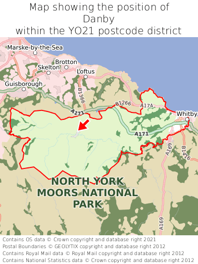 Map showing location of Danby within YO21