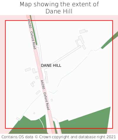 Map showing extent of Dane Hill as bounding box