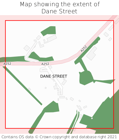 Map showing extent of Dane Street as bounding box