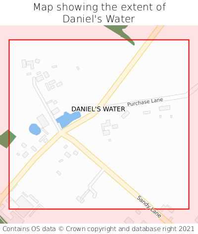Map showing extent of Daniel's Water as bounding box