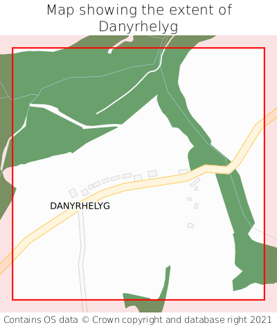 Map showing extent of Danyrhelyg as bounding box