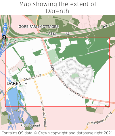 Map showing extent of Darenth as bounding box